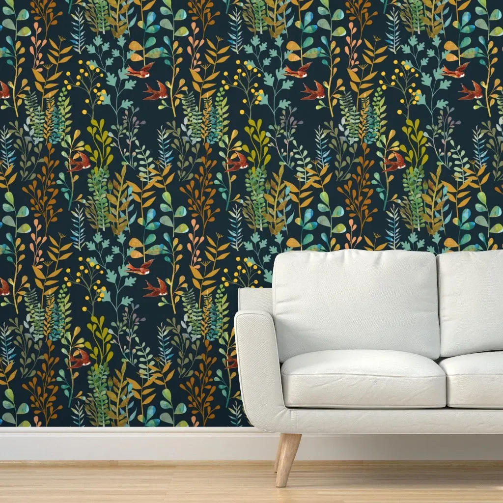 The Wild Garden Night Peel and Stick Wallpaper - Blue, Green product
