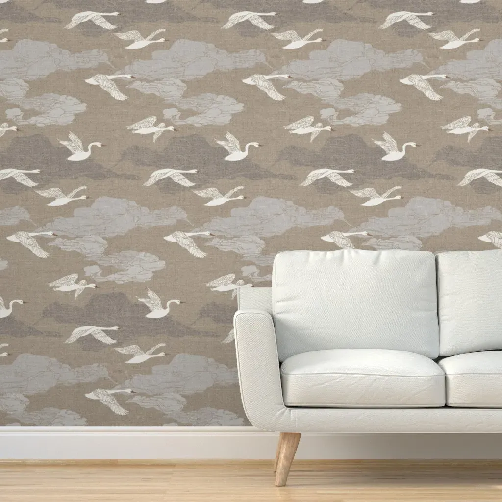 The Wild Swans Peel and Stick Wallpaper - Brown product