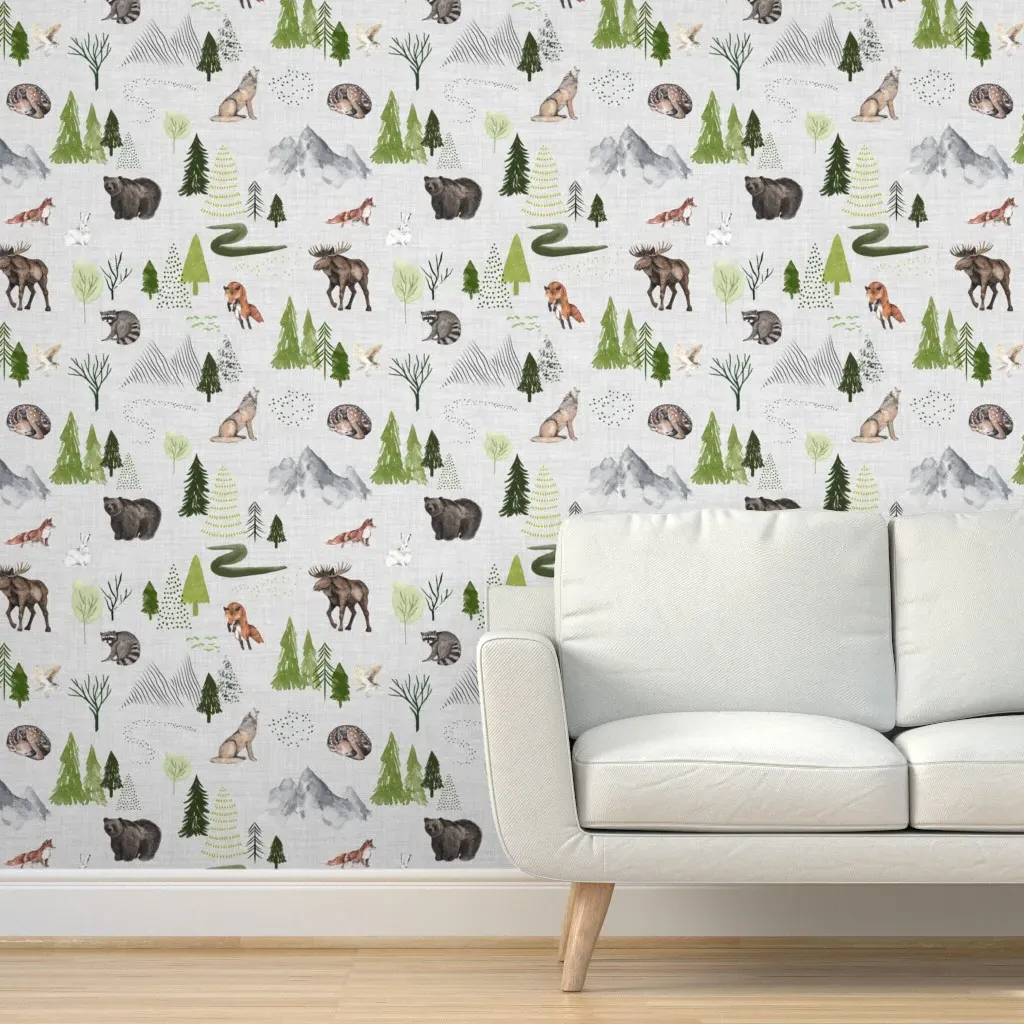 The Woodlands Peel and Stick Wallpaper - Gray Linen product