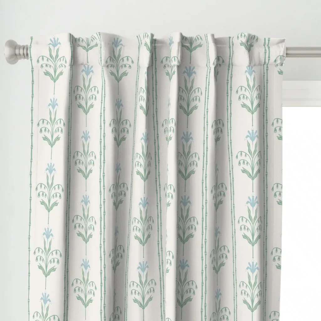 Theresa Floral Stripe Curtain Panel - Pale Green alternate view