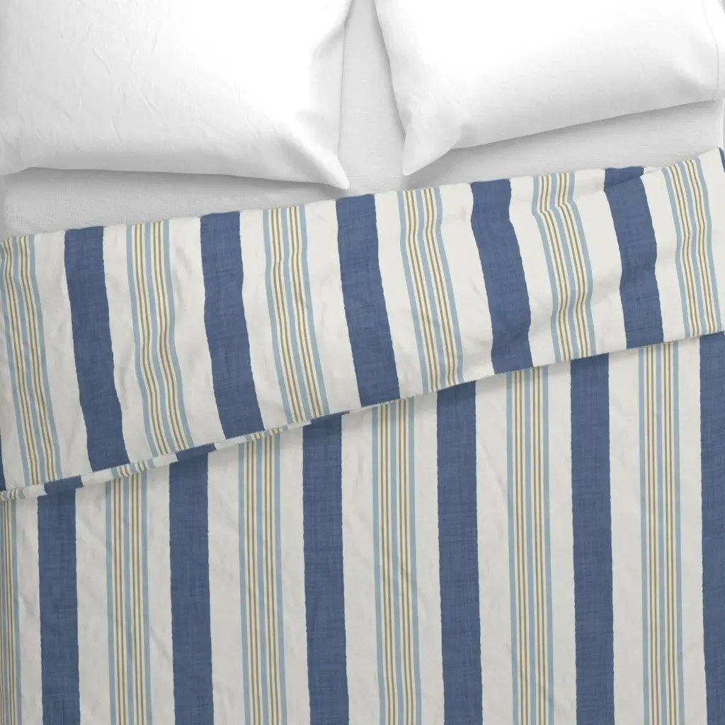 Thick Ticking Stripe Vertical Duvet Cover - Blue alternate view