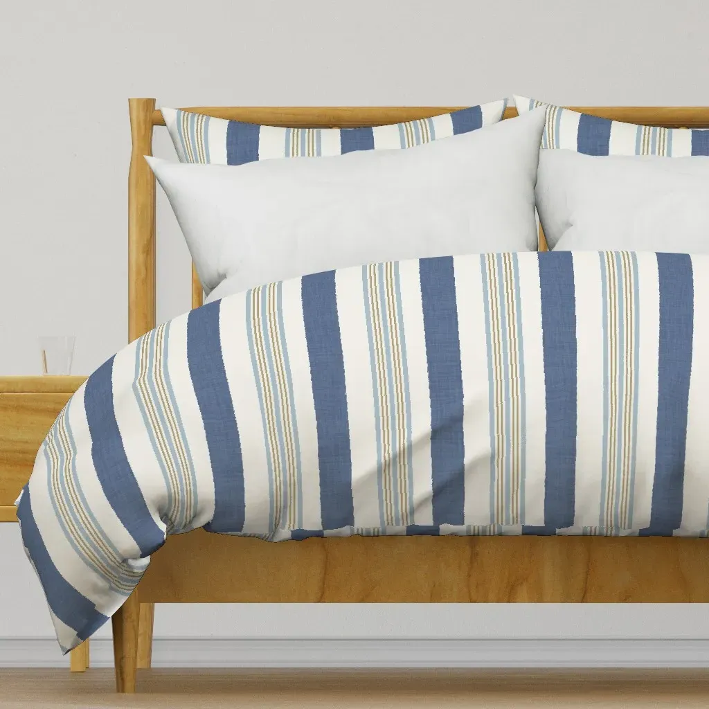Thick Ticking Stripe Vertical Duvet Cover - Blue product