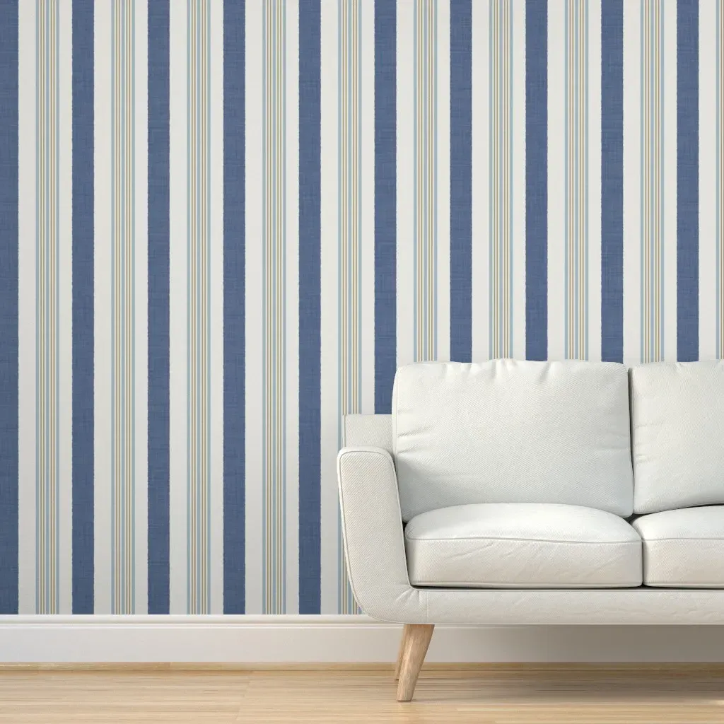 Thick Ticking Stripe Vertical Peel and Stick Wallpaper - Deep Navy product