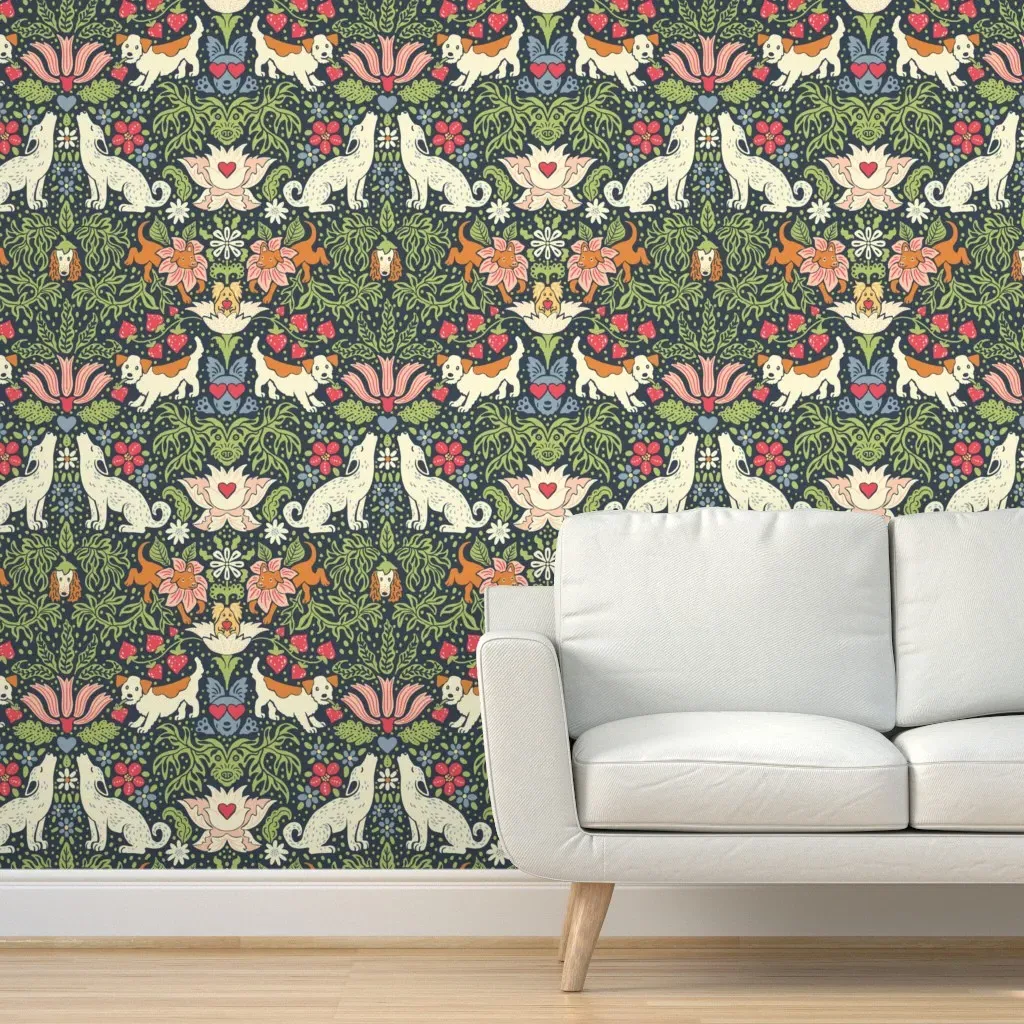Thief Of The Strawberry And Hearts Peel and Stick Wallpaper - Beige product