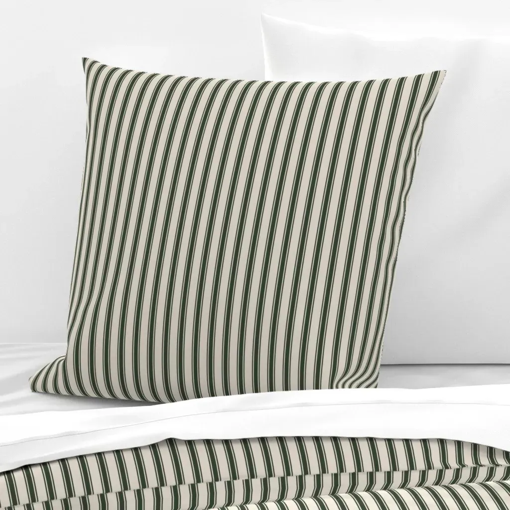 Thin Ticking Stripes Euro Pillow Sham - Forest Green product