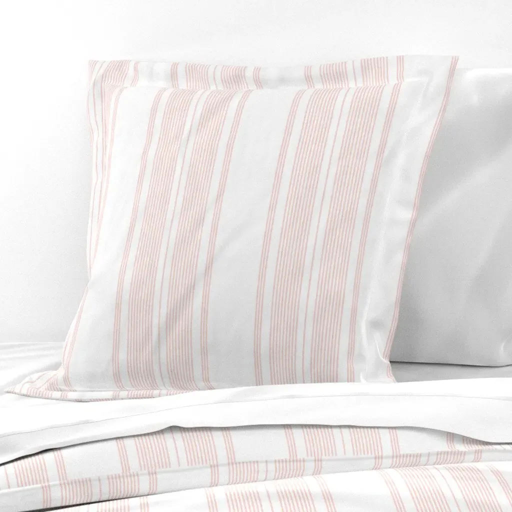 Thin Ticking Stripes Large Euro Pillow Sham - Pastel Pink, White product