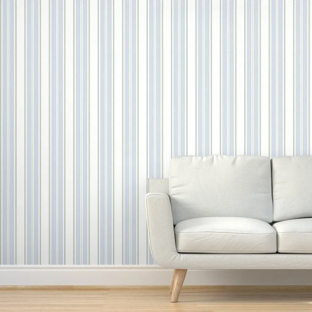 Thin Ticking Stripes Peel and Stick Wallpaper - Blue, Green product
