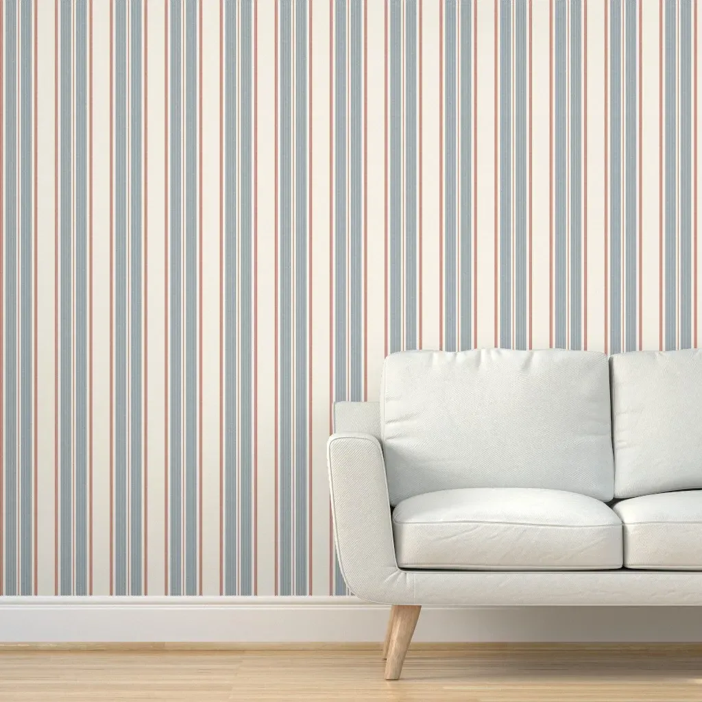 Thin Ticking Stripes Peel and Stick Wallpaper - Navy Blue product