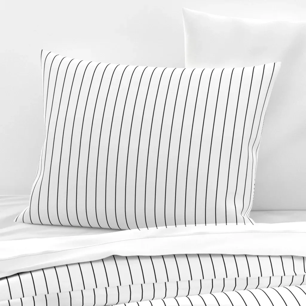 Thin Vertical Pinstripe Standard Knife Edge Cushion - Black, Cotton Sateen product