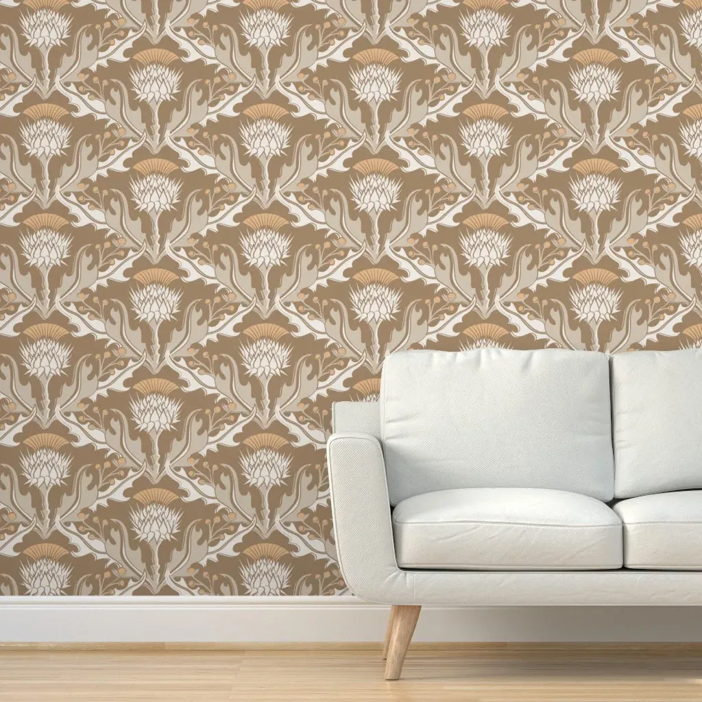 Thistle And Clover Large Scale Peel and Stick Wallpaper - Beige product