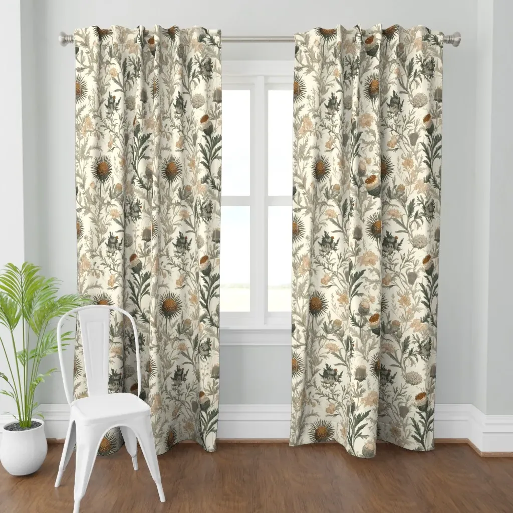 Thistle And Wildflowers Curtain Panel - Cream product