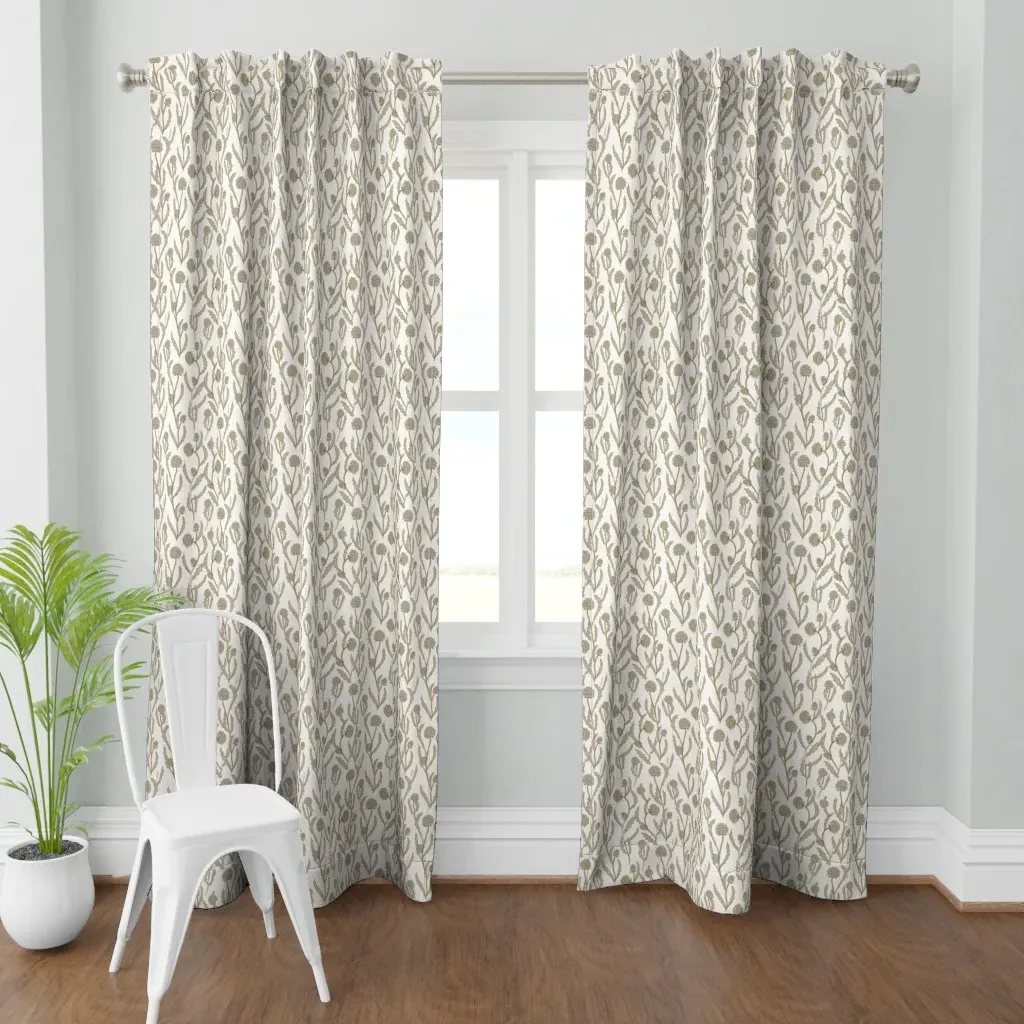 Thistle Curtain Panel - Sage Green product