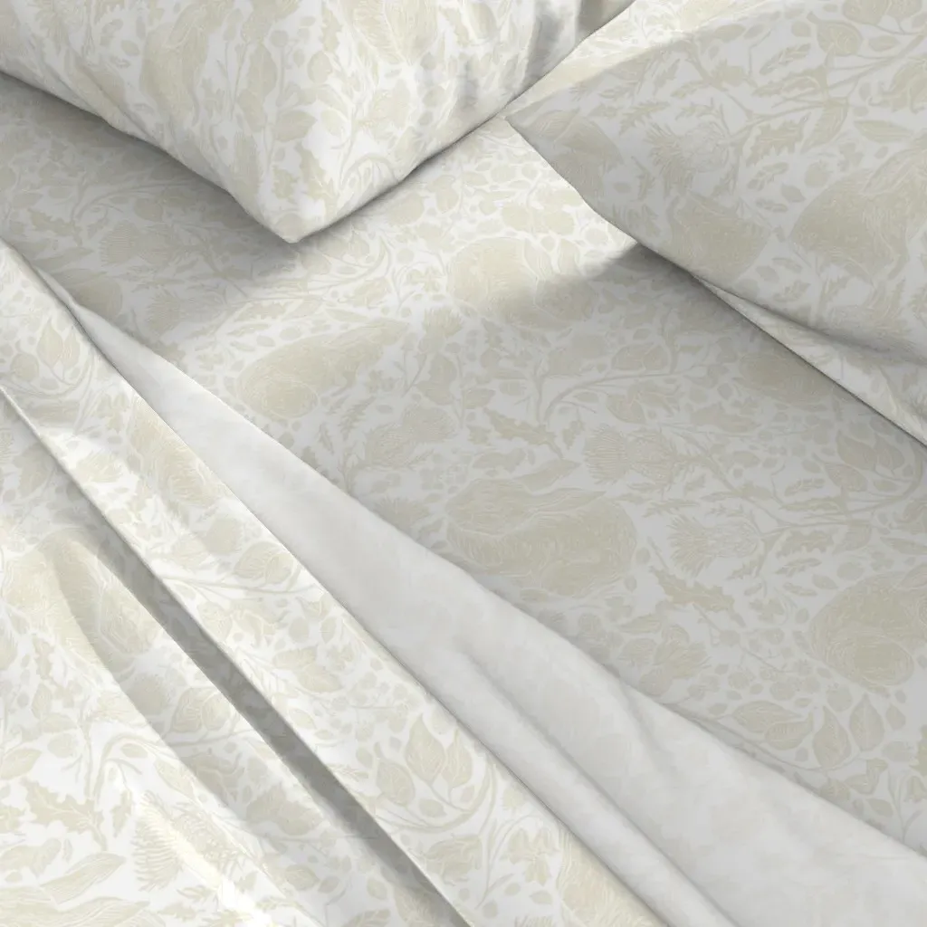 Thistle Patch With Rabbits King Size Sheet Set - Cream alternate view