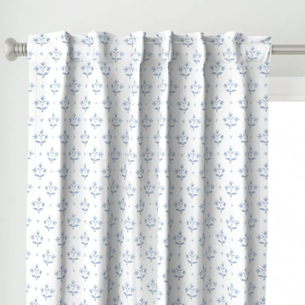 Thistle Stars Custom Curtain Panel - Light Blue alternate view