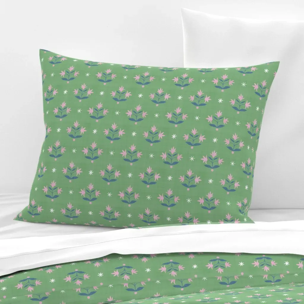 Thistle Stars Standard Knife Edge Cushion Cover - Green, Cotton product