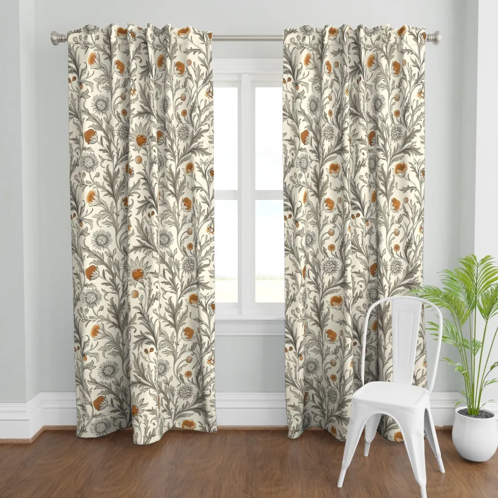 Thistles and Wildflowers Curtain Panel - Gray product