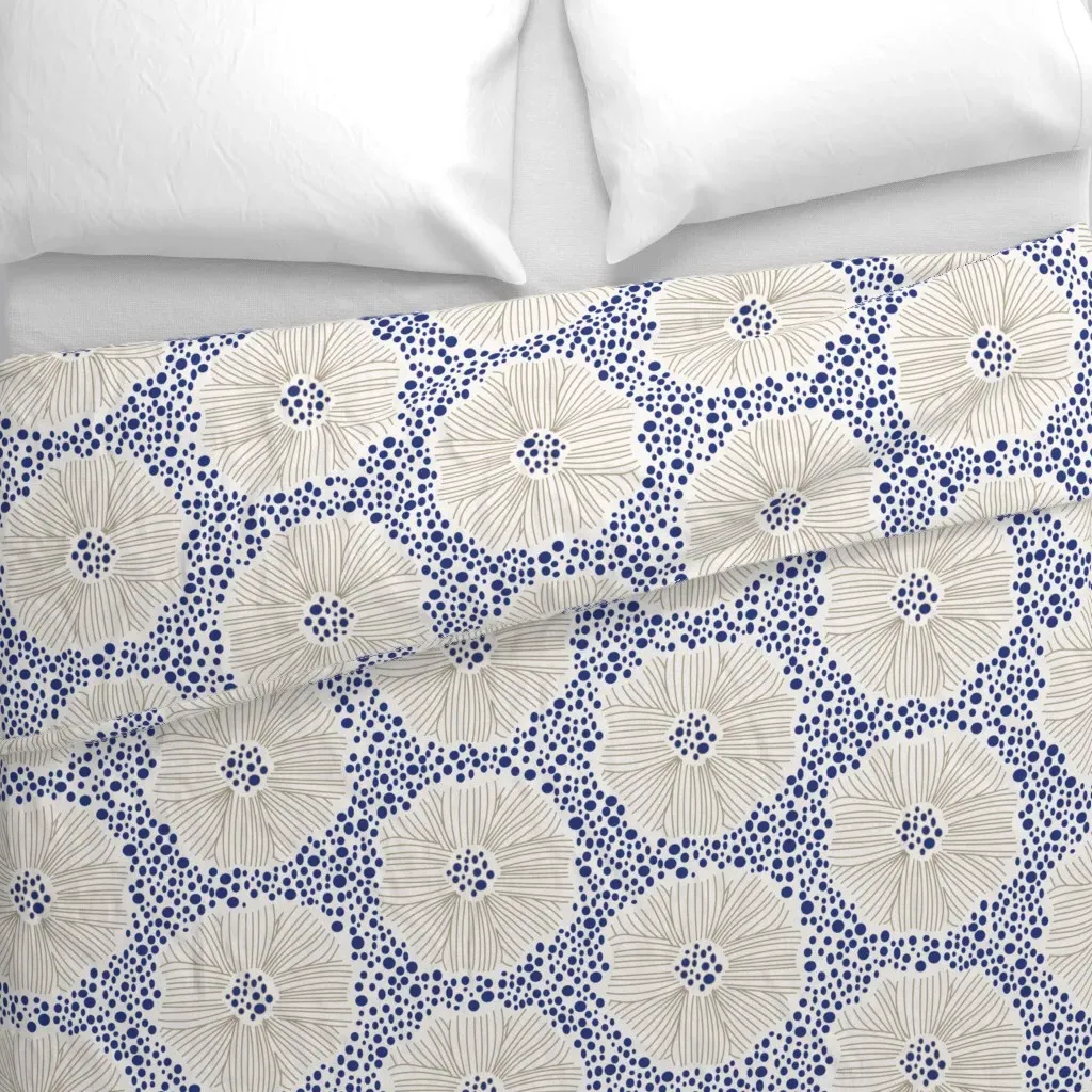 Threaded Flowers Duvet Cover - Navy Blue alternate view