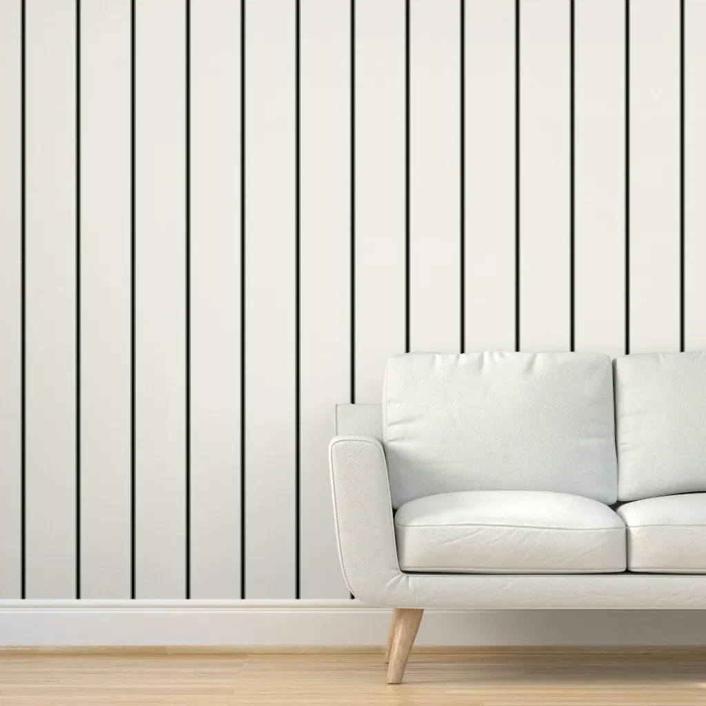 Three Stripe Ticking Peel and Stick Wallpaper - Black, Cream product