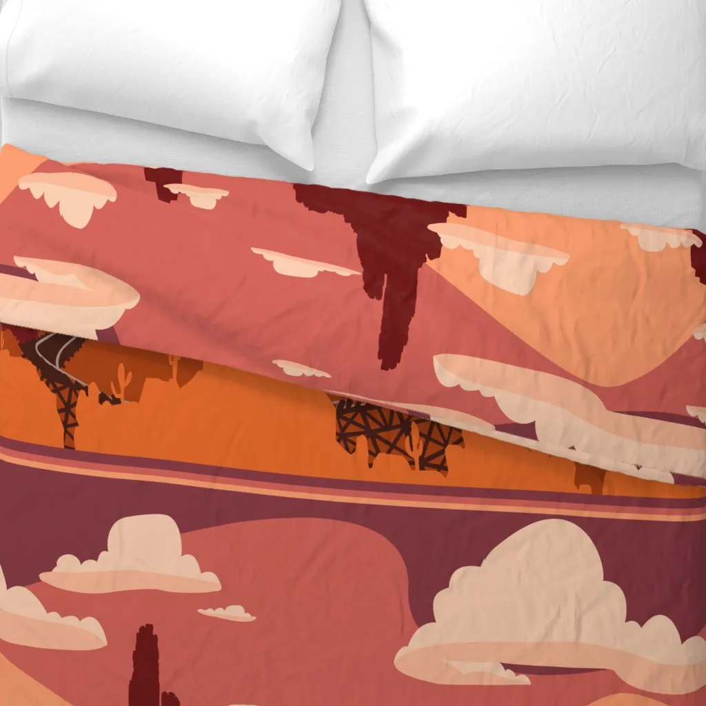 Thunder Mountain Border 42 Duvet Cover - Dark Red-Brown alternate view