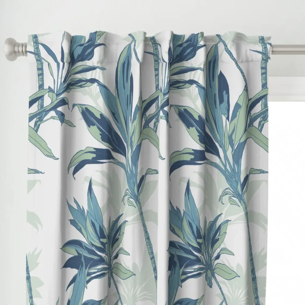Ti Plant in Teal XL Curtain Panel - Blue alternate view