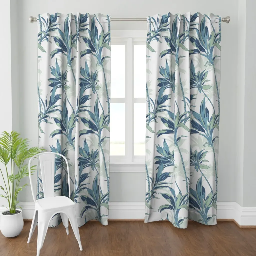 Ti Plant in Teal XL Curtain Panel - Blue product