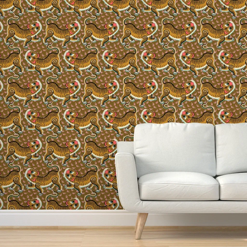 Tibetan Tiger Peel and Stick Wallpaper - Orange product