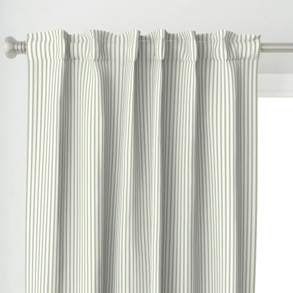 Ticking Stripe Curtain Panel - Sage Green alternate view