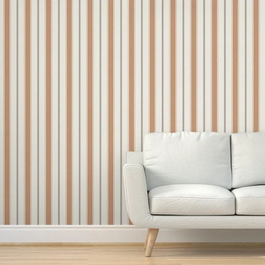 Ticking Stripe Peel and Stick Wallpaper - Black, Tan product