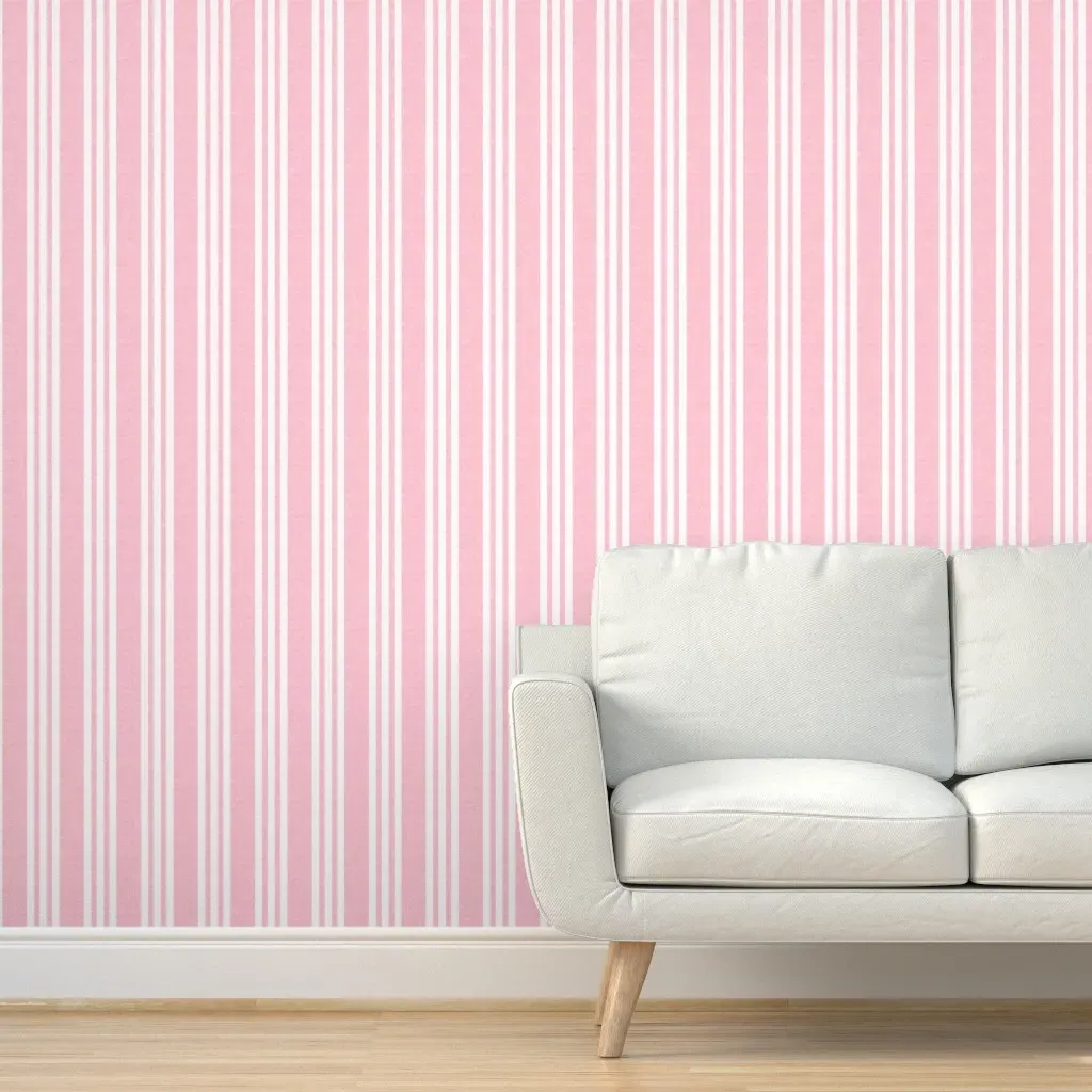 Ticking Stripe Peel and Stick Wallpaper - Pastel Pink product