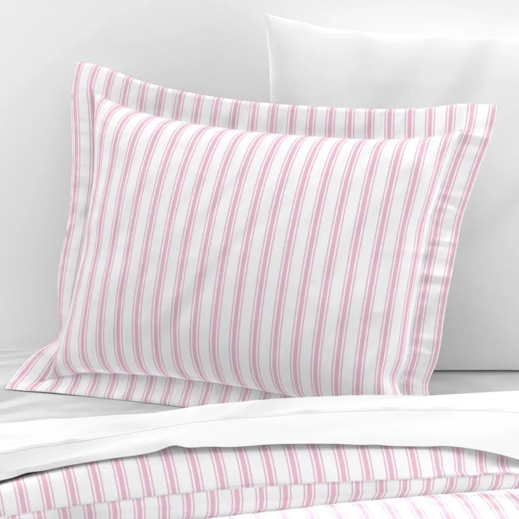 Ticking Stripe Standard Flanged Cushion Cover - Pink, Cotton Sateen product