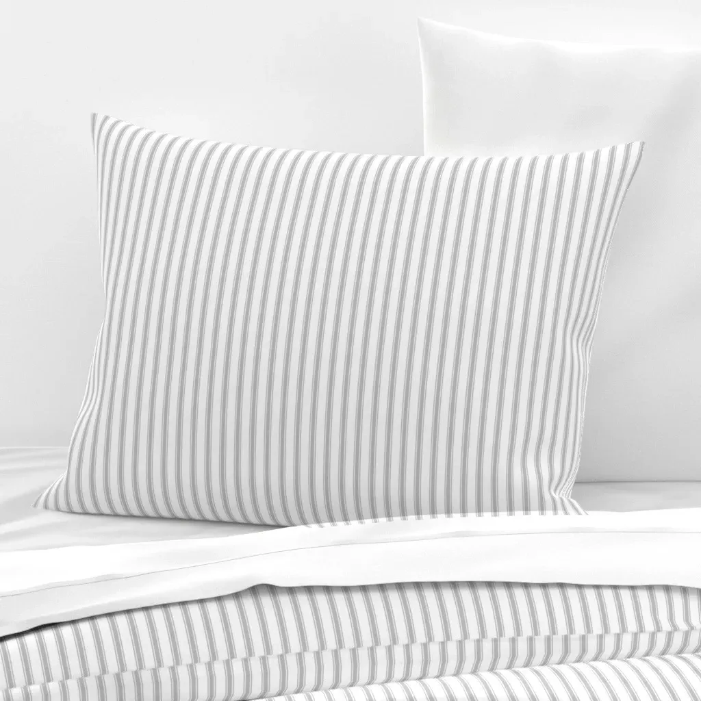 Ticking Stripe Standard Knife Edge Pillow - Grey, Cotton Sateen product