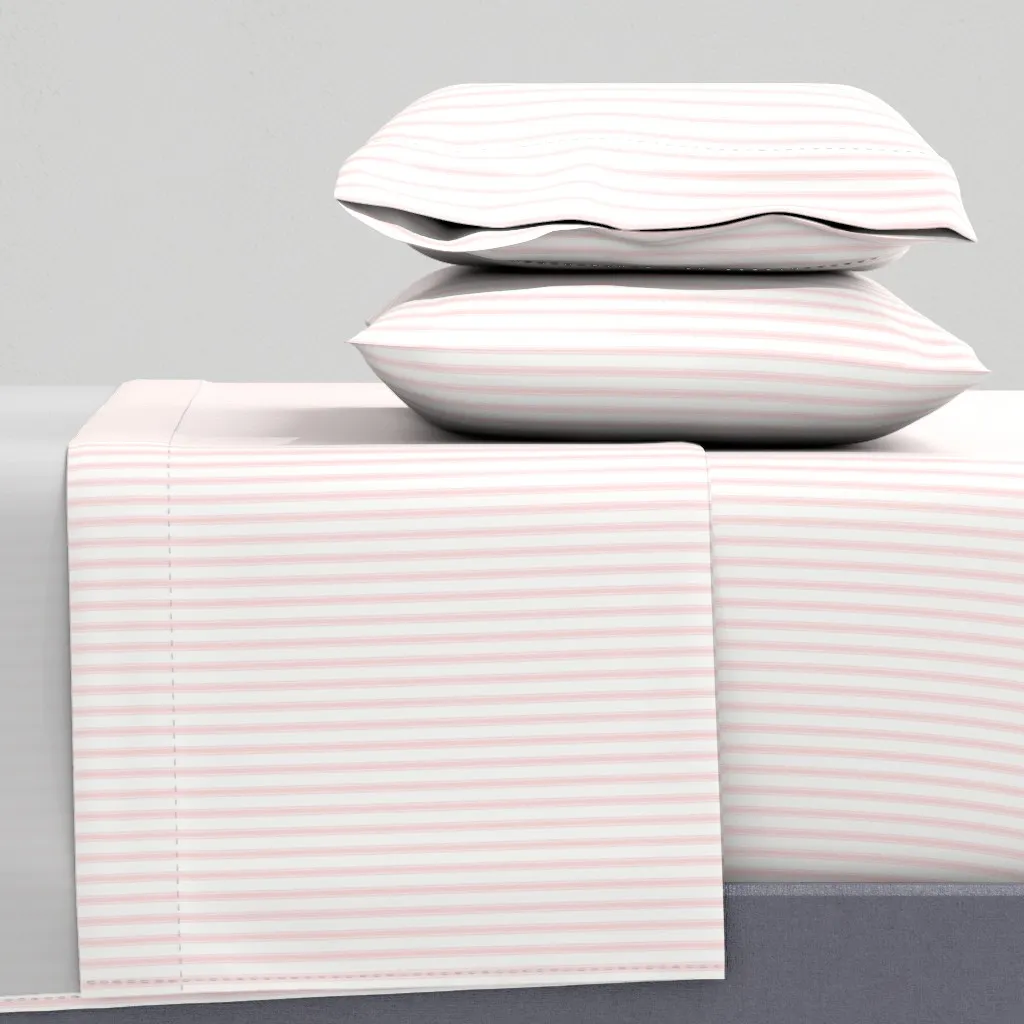 Ticking Stripe Twin XL Sheet Set - Light Pink, White product