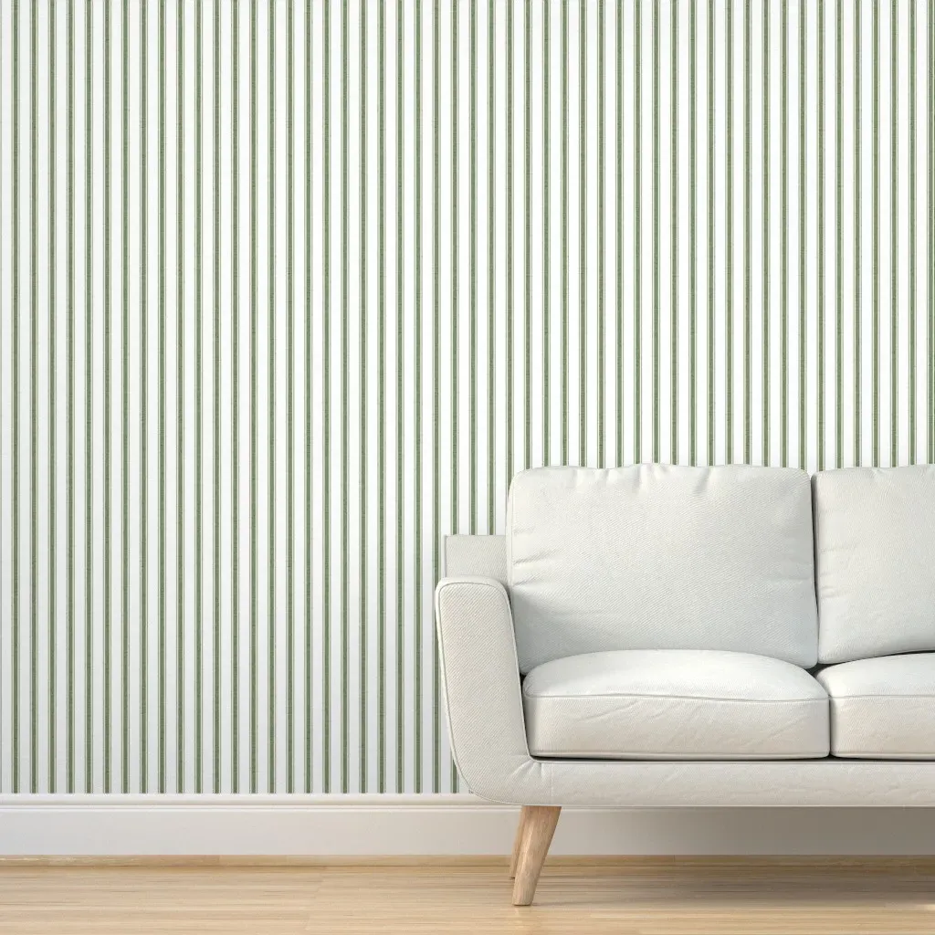 Ticking Stripes Peel and Stick Wallpaper - Olive Green product