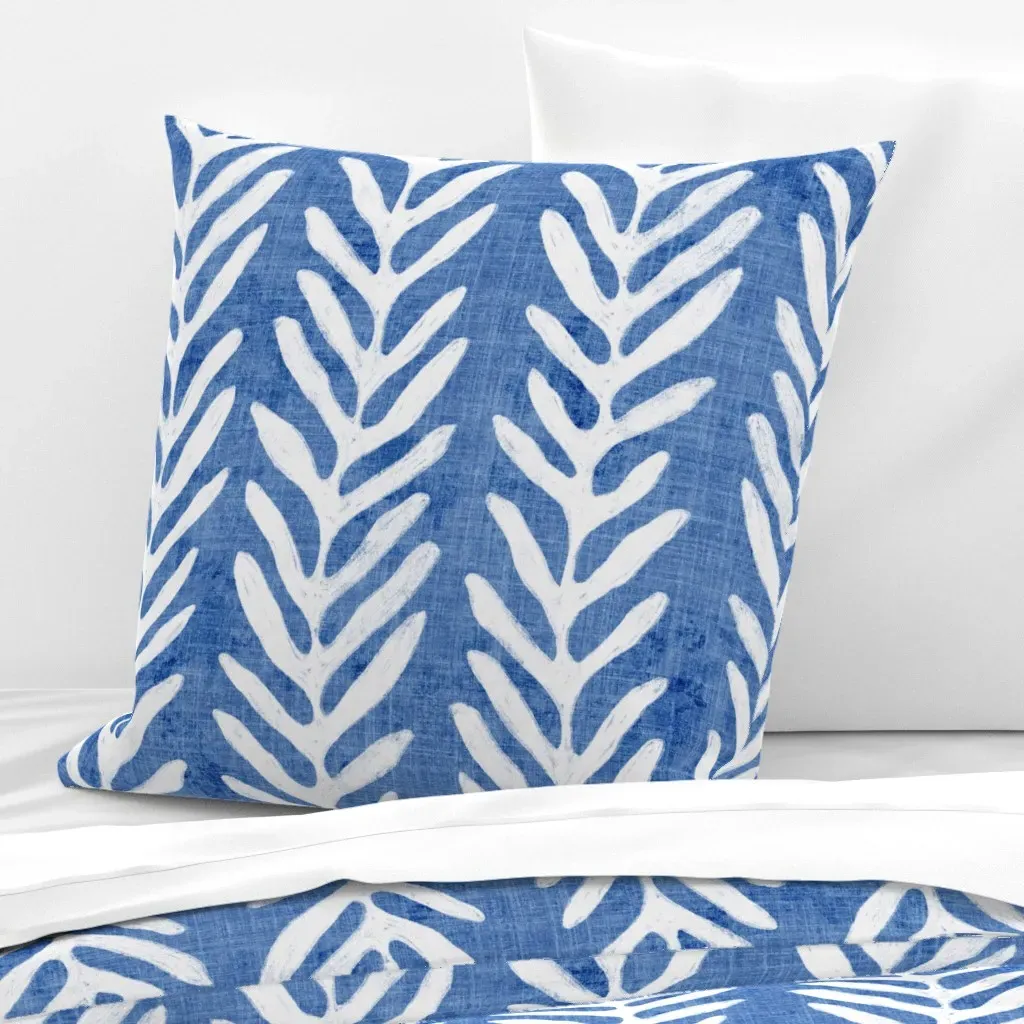 Tidal Herbarium Botanical Seaweed Stripes Euro Pillow Sham - Denim Blue product