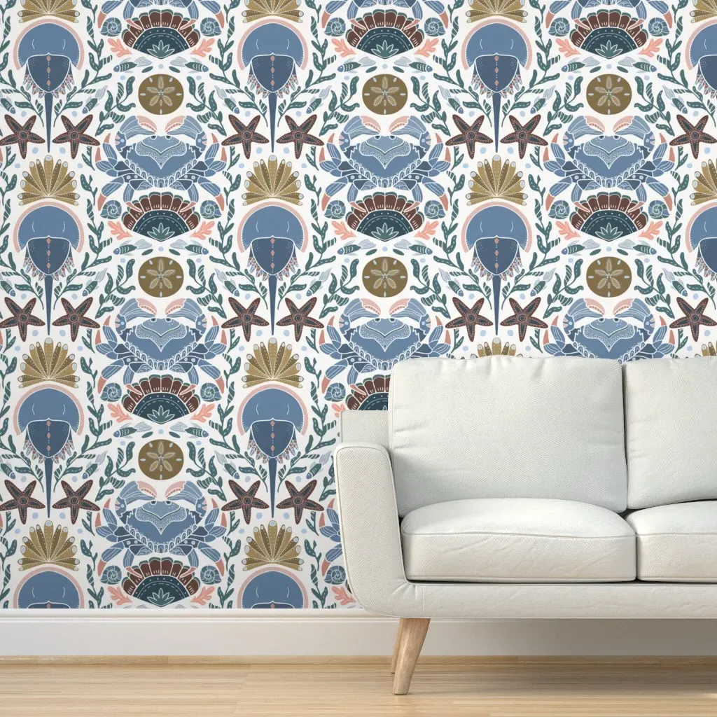 Tidal Pool Vintage Peel and Stick Wallpaper - Blue, White product