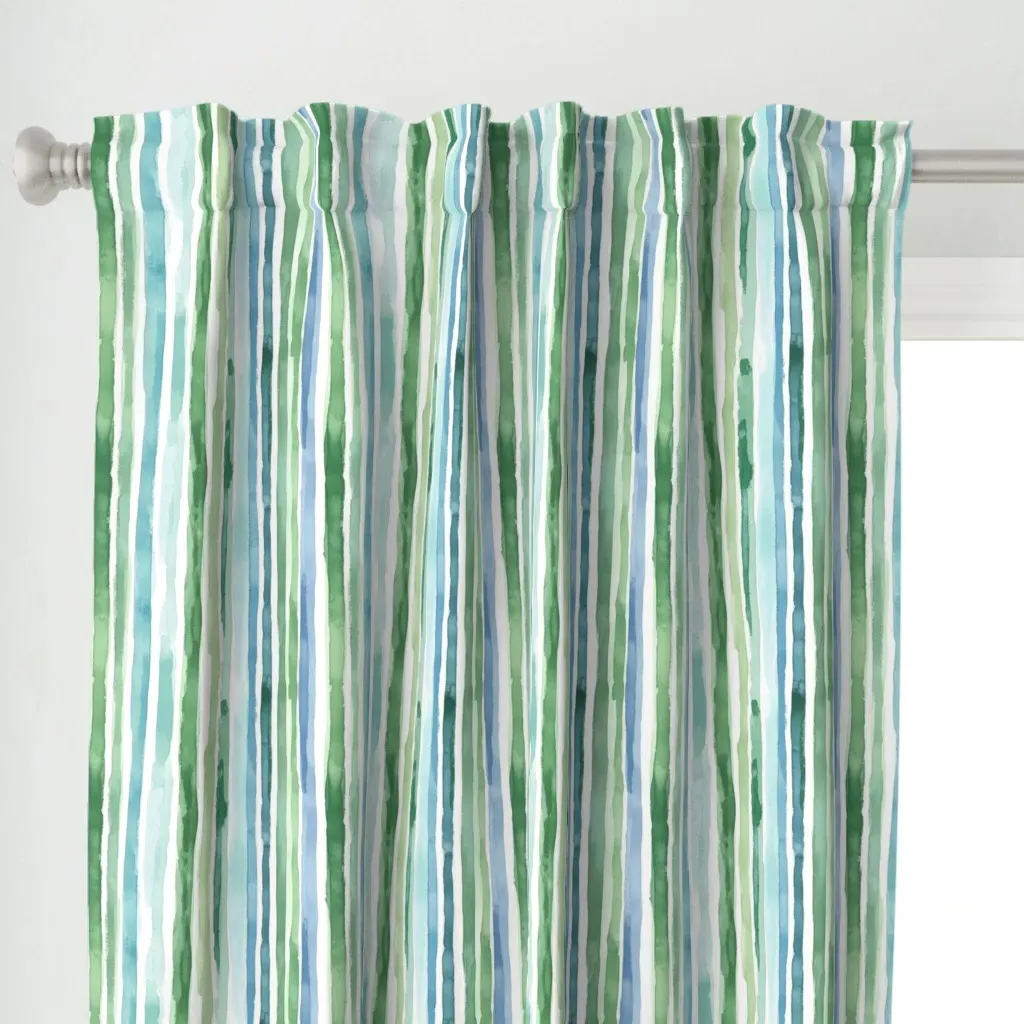 Tide Lines Curtain Panel - Green alternate view