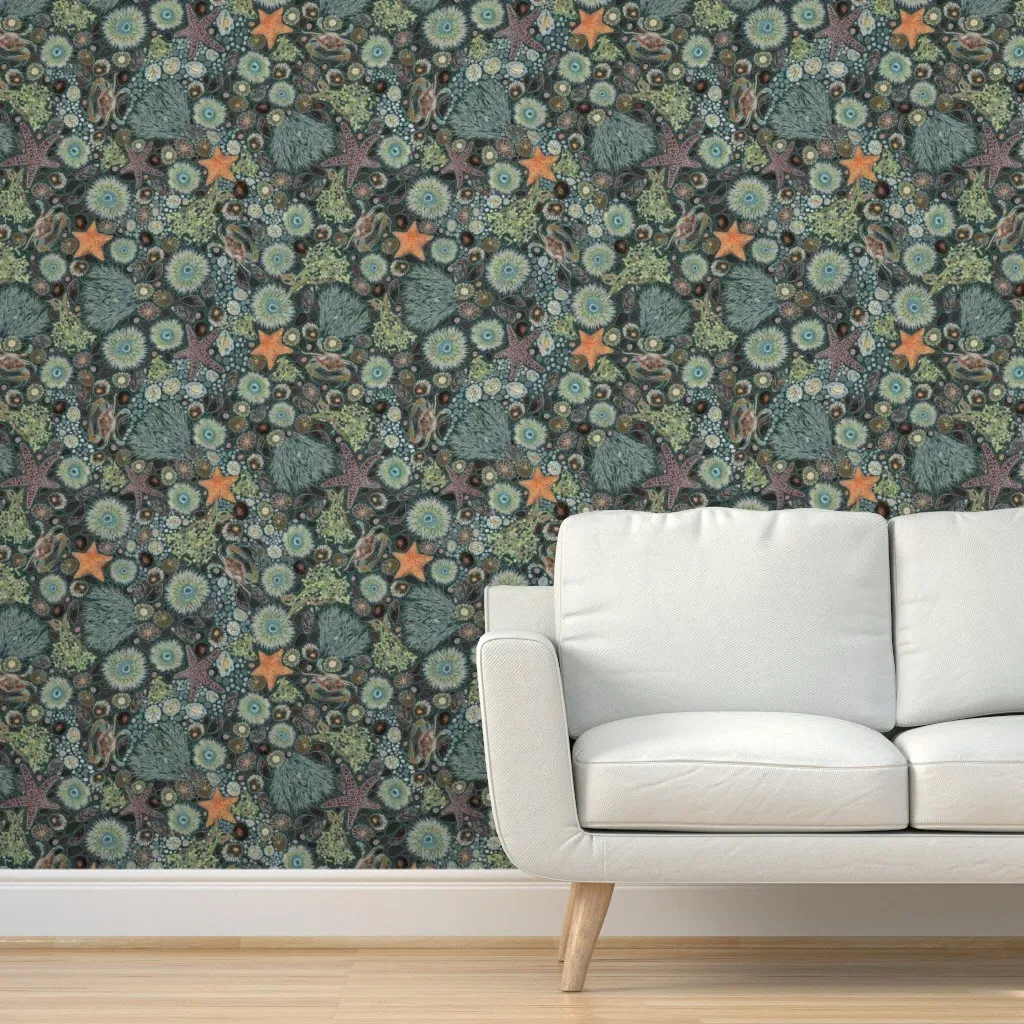 Tide Pool Adventure Medium Scale Peel and Stick Wallpaper - Sea Green product
