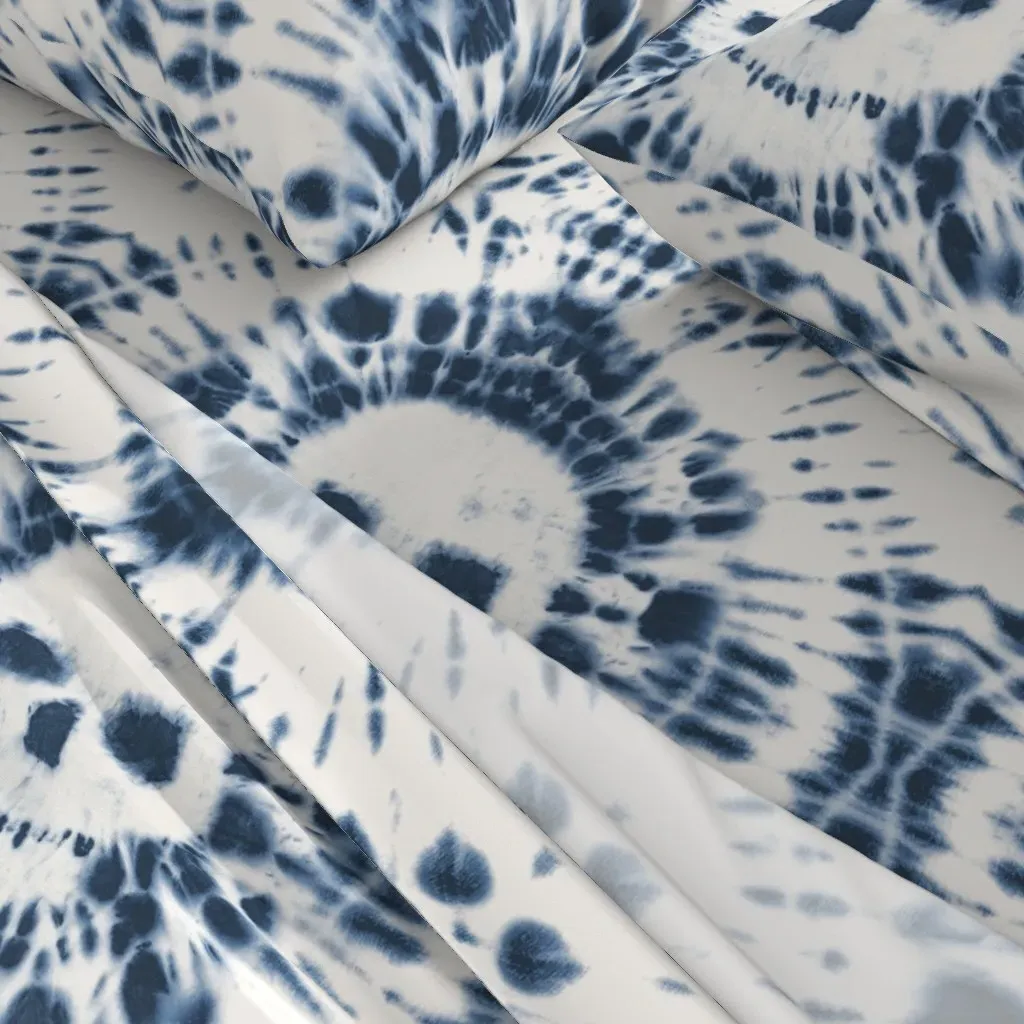 Tie Dye Skull Design Queen Sheet Set - Indigo alternate view