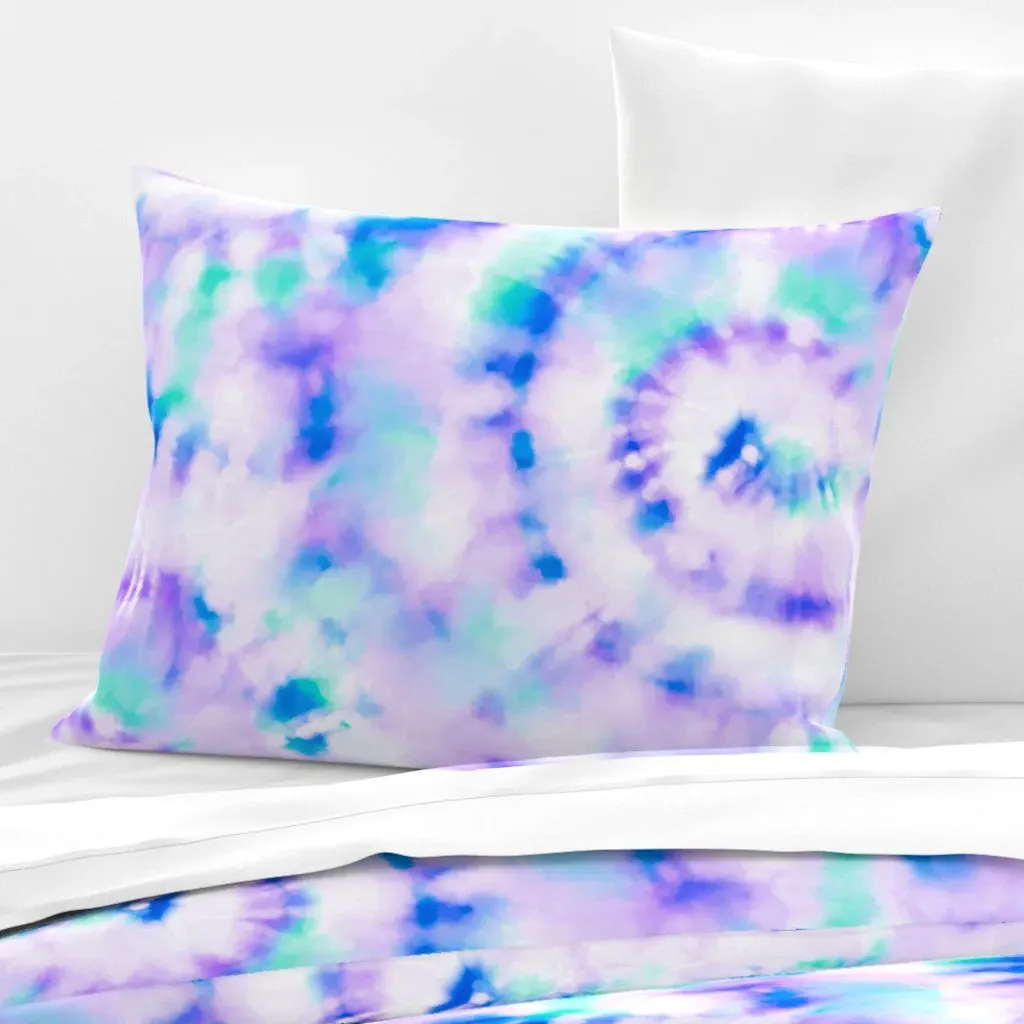 Tie Dye Swirls Standard Knife Edge Pillow - Light Blue, Cotton Sateen product