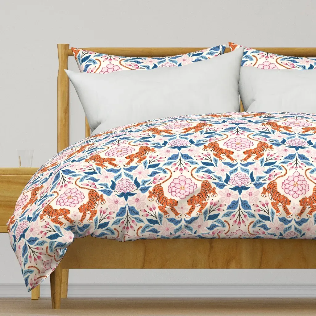 Tiger And Flowers Duvet Cover - Orange product