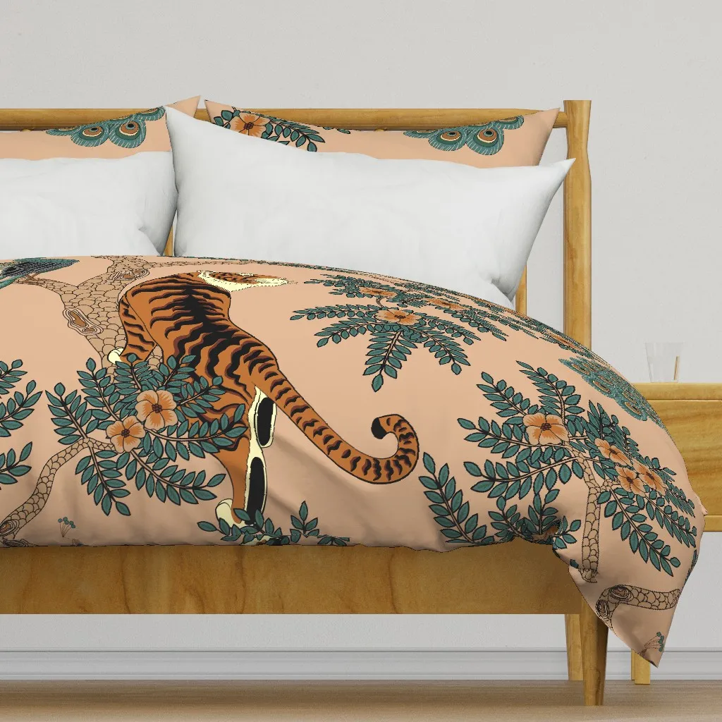 Tiger And Peacock Extra Duvet Cover - Beige product