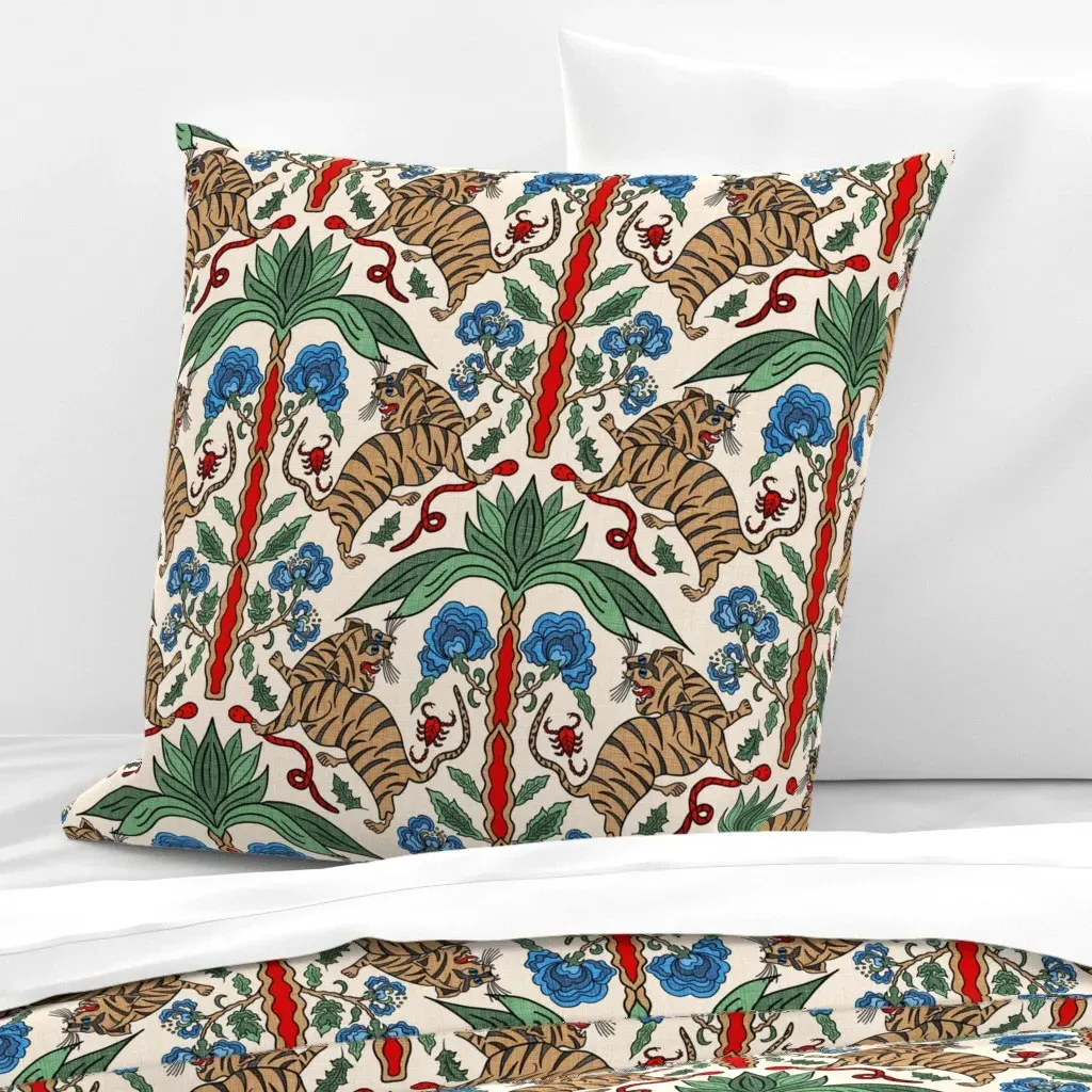 Tiger Chinoiserie 18 Inch Euro Pillow Sham - Brown product