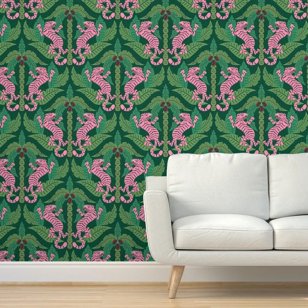 Tiger Damask Peel and Stick Wallpaper - Pink product