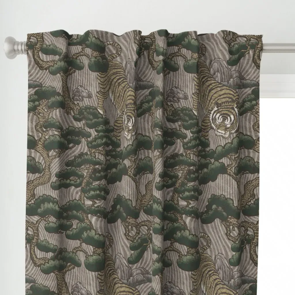 Tiger Pine Dry Landscape Curtain Panel - Tan alternate view