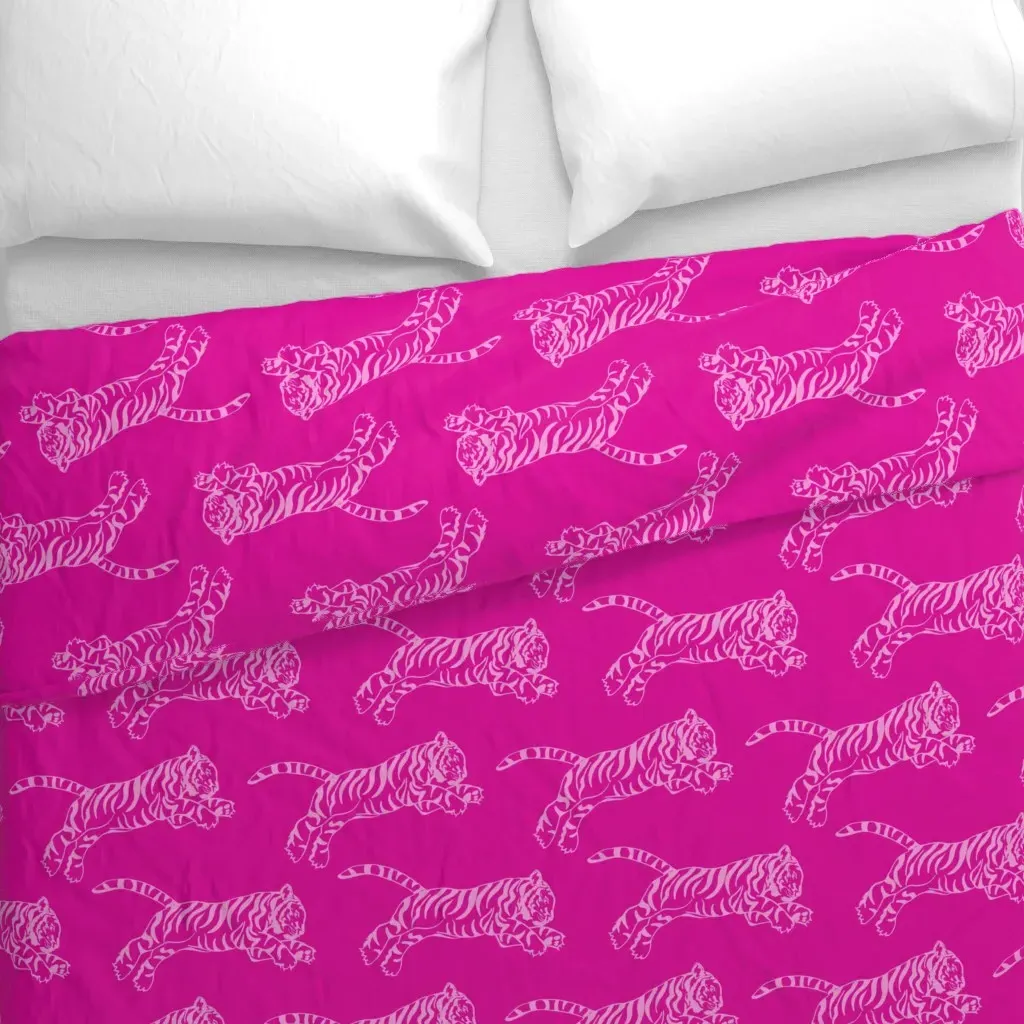 Tiger Pink on Fuschia Duvet Cover - Pink alternate view