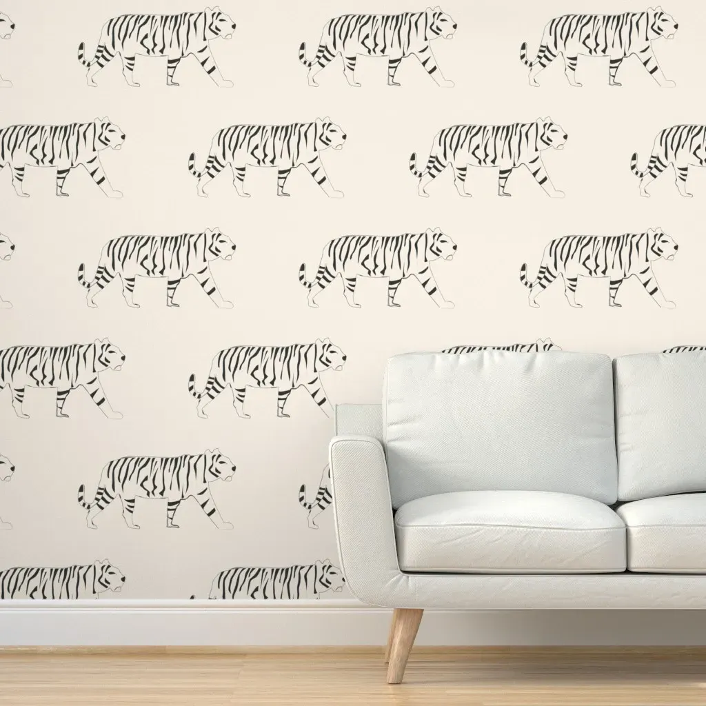 Tiger Print Peel and Stick Wallpaper - Black, Beige product