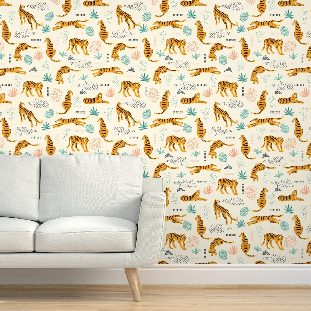 Tiger Stripe Large Scale Peel and Stick Wallpaper - Orange product
