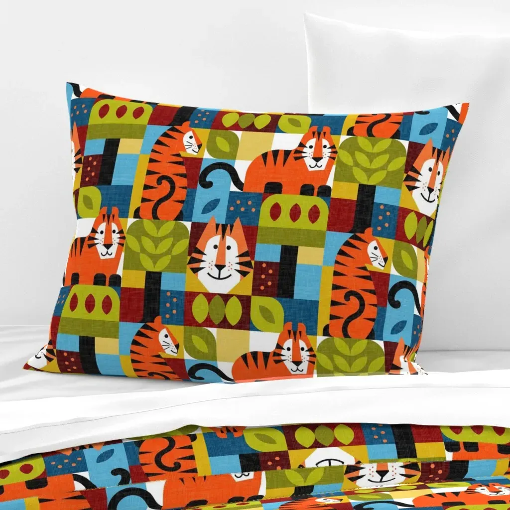 Tiger Tile Standard Knife Edge Cushion Cover - Orange, Cotton Sateen product