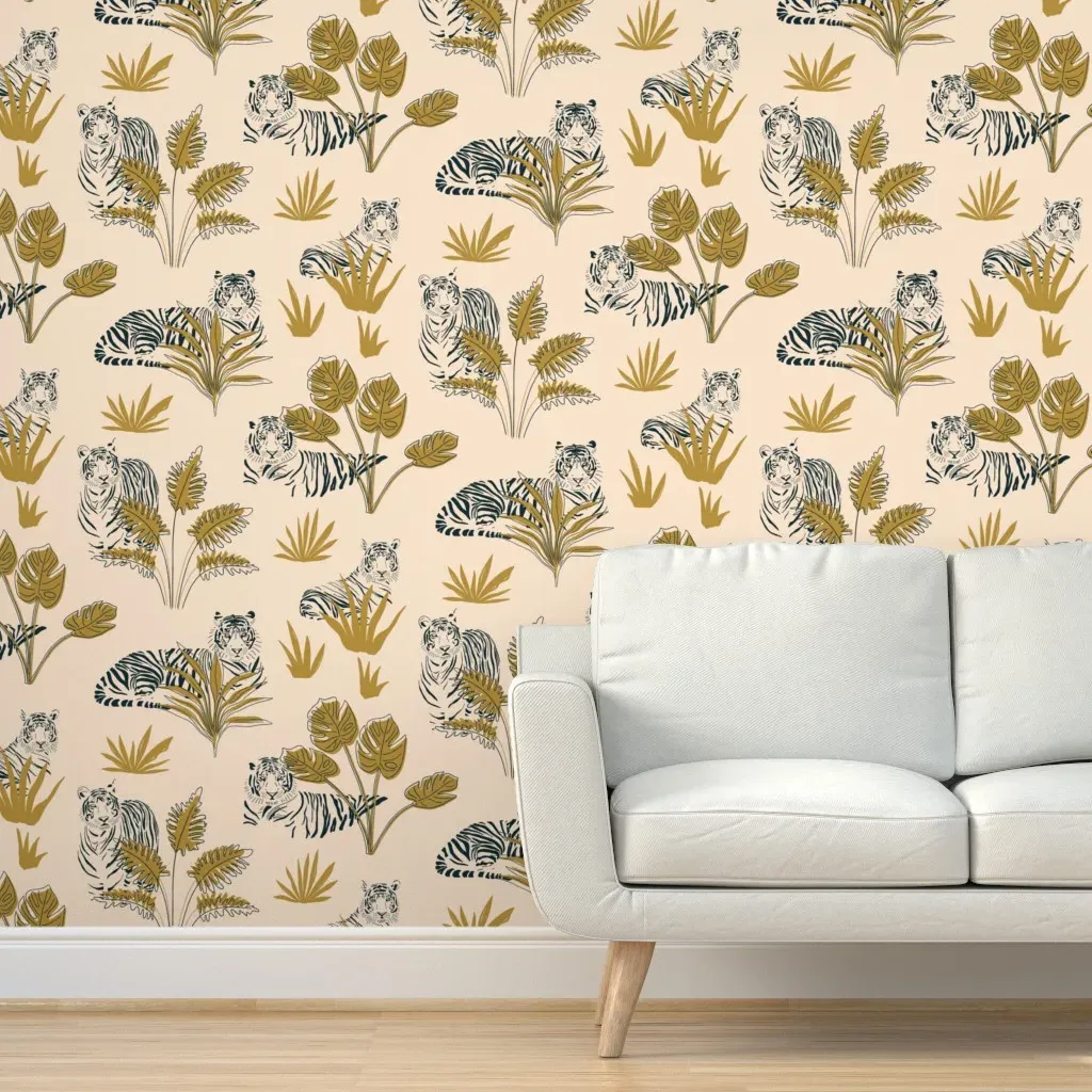 Tiger Vogue Oxford Blue Peel and Stick Wallpaper - Gold product