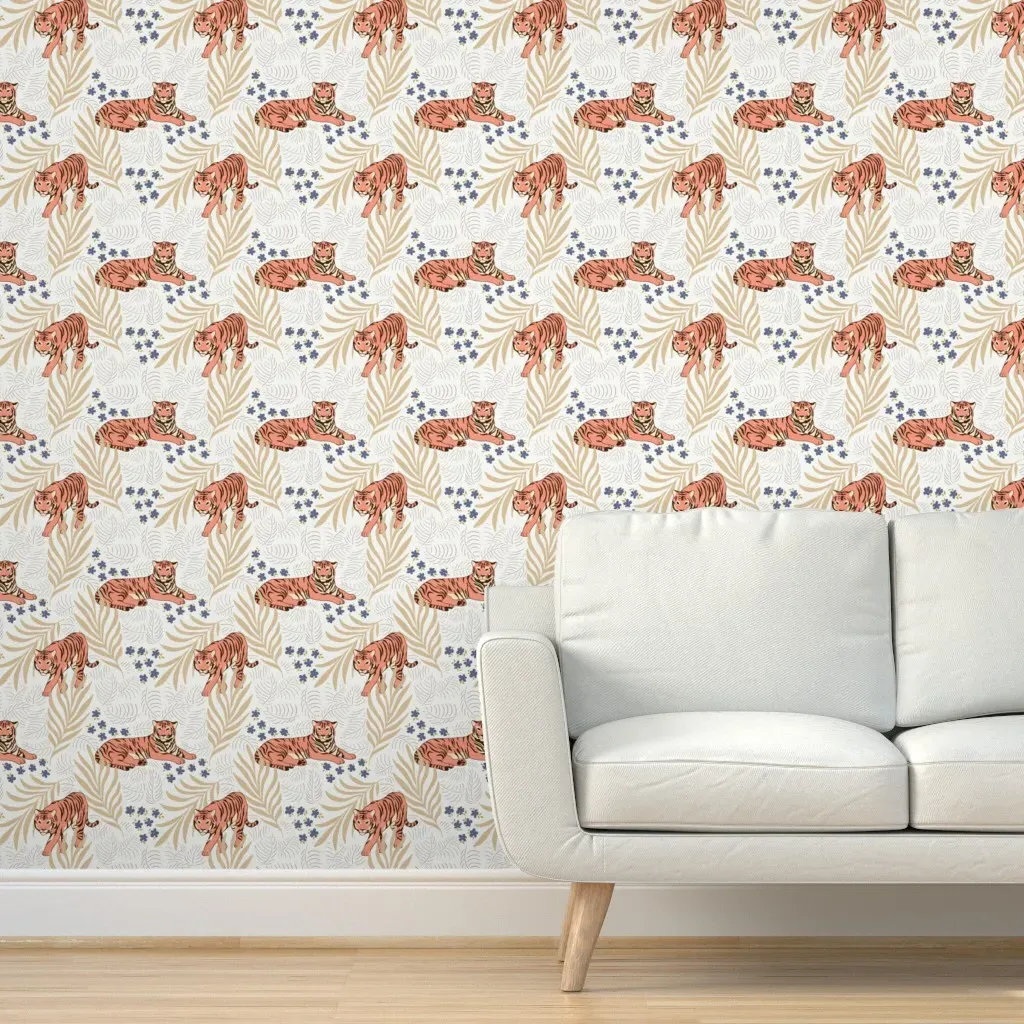 Tiger Year Peel and Stick Wallpaper Removable - Pink product